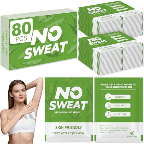 80 Pcs Travel Deodorant Wipes, Mini Hypoallergenic Body Wipes for Underarm Antiperspirant & Skin...