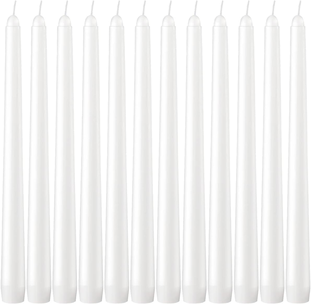 Generic FC22 12 Pack Tall Taper Candles - 10 Inch White Dripless, Unscented Dinner Candle - Paraffin Wax with Cotton Wicks - 8 Hour Burn Time (White-12pcs)