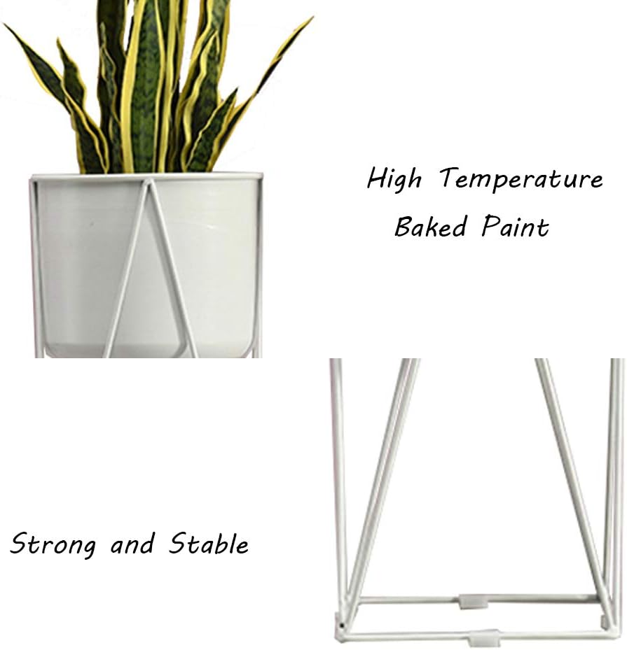 Iron Flower Pot Stand Garden Patio Plant Rack Balcony Decoration Display Holder Outdoor/Indoor Living Room Metal Bonsai Rack(White,Large)