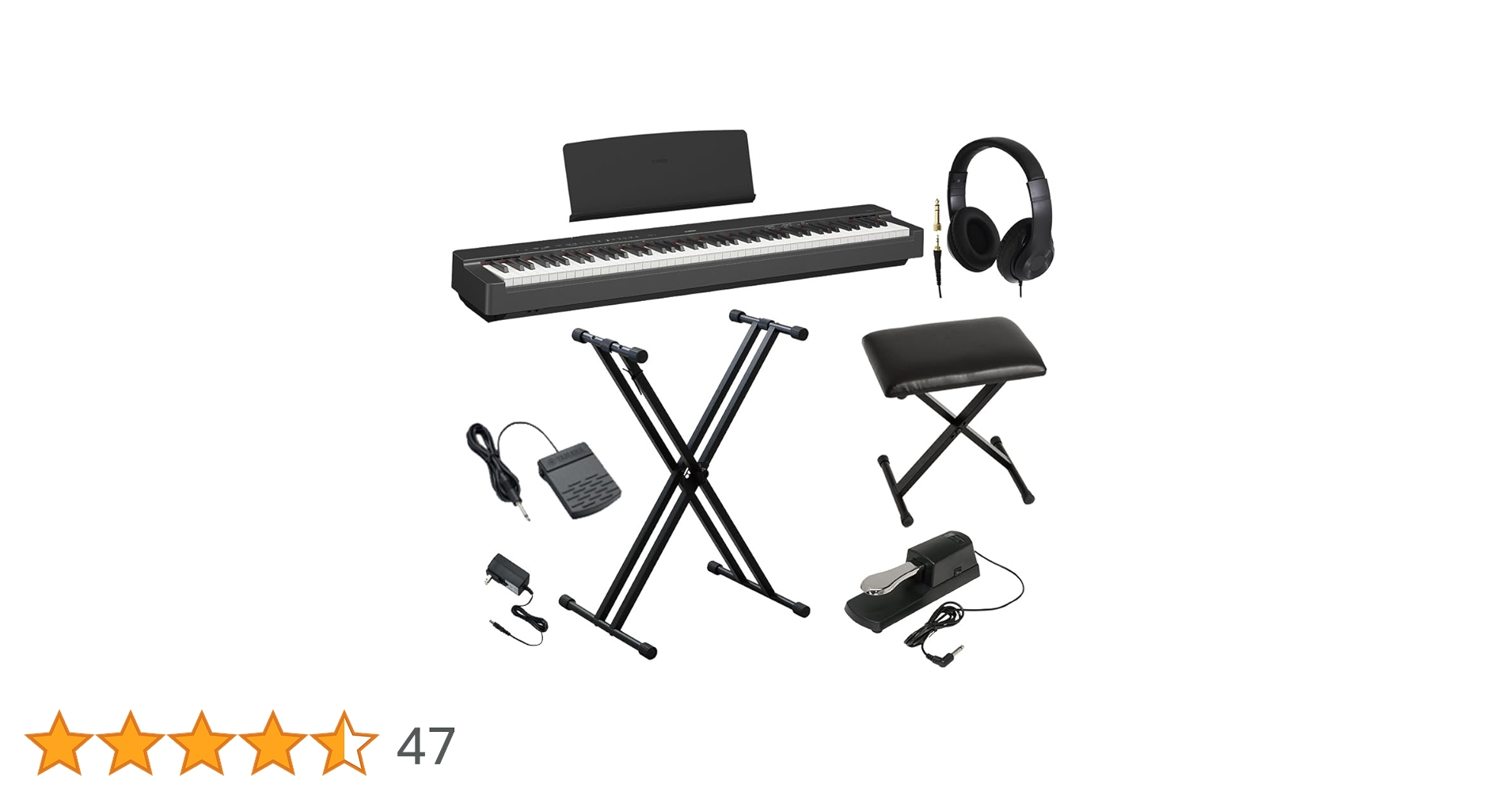 YAMAHA P225BヘッドホンXスタンドXイスダンパーペダルセットまい