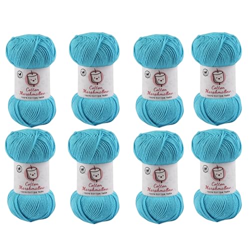 Image of NESTNHAVEN Cotton Marshmallow 100% Cotton Yarn - (50 g, 130 m) - Luxury Yarn for Crochet, Amigurumi, Embroidery, Toys, Garments, Flowers and Hobby Projects (Sky Blue) |