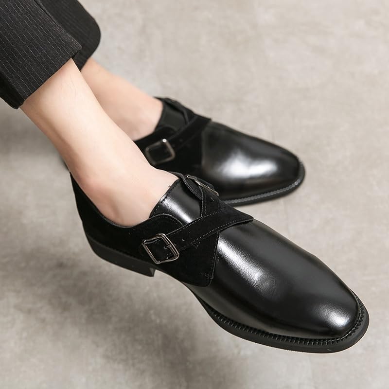 Mens Patchwork Formal Oxford Shoes Leather Comfort Orthopedic Slip On Breathable Business Working Monk with Anti-Slip Rubber Sole2