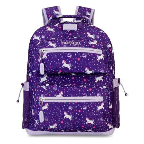 Image of Bentgo Kids Backpack - Lightweight 14 inch Backpack in Fun Prints for School, Travel, & Daycare, Ideal for Ages 4+, Roomy Interior, Durable & Water-Resistant Fabric, & Loop for Lunch Bag (Unicorn)