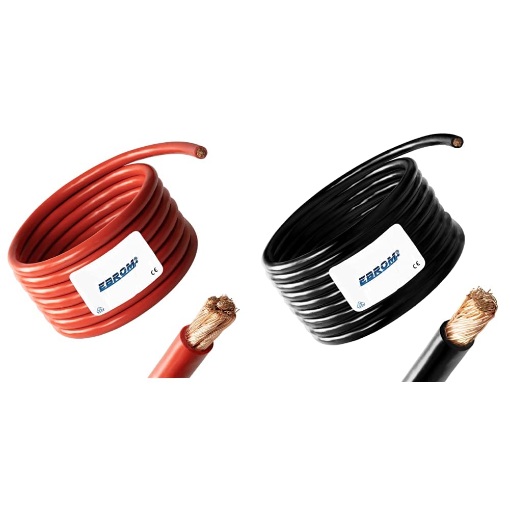5 Meter Batteriekabel ROT H07V-K 25 mm² - KFZ Batterie Kabel - 100% OFC Kupfer - 5 m (5M) 25mm2 & 3 Meter Batteriekabel SCHWARZ H07V-K 25 mm² - KFZ Batterie Kabel - 100% OFC Kupfer - 3 m (3M) 25mm2