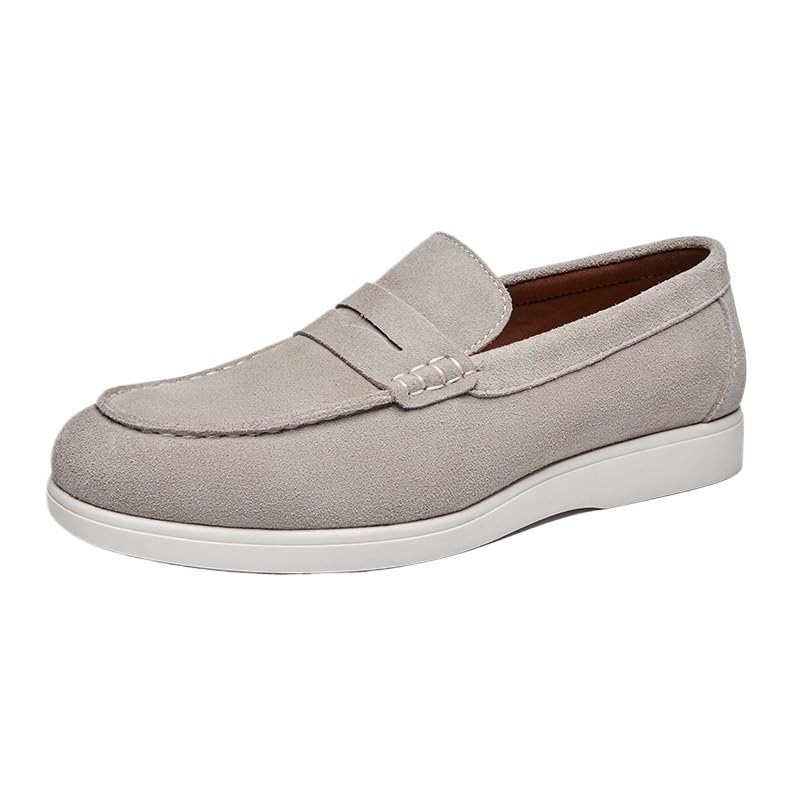 Casual Slip-on Shoes Pointed Toe Flat Heel Bit Genuine Leather Mens Slip On Weekend