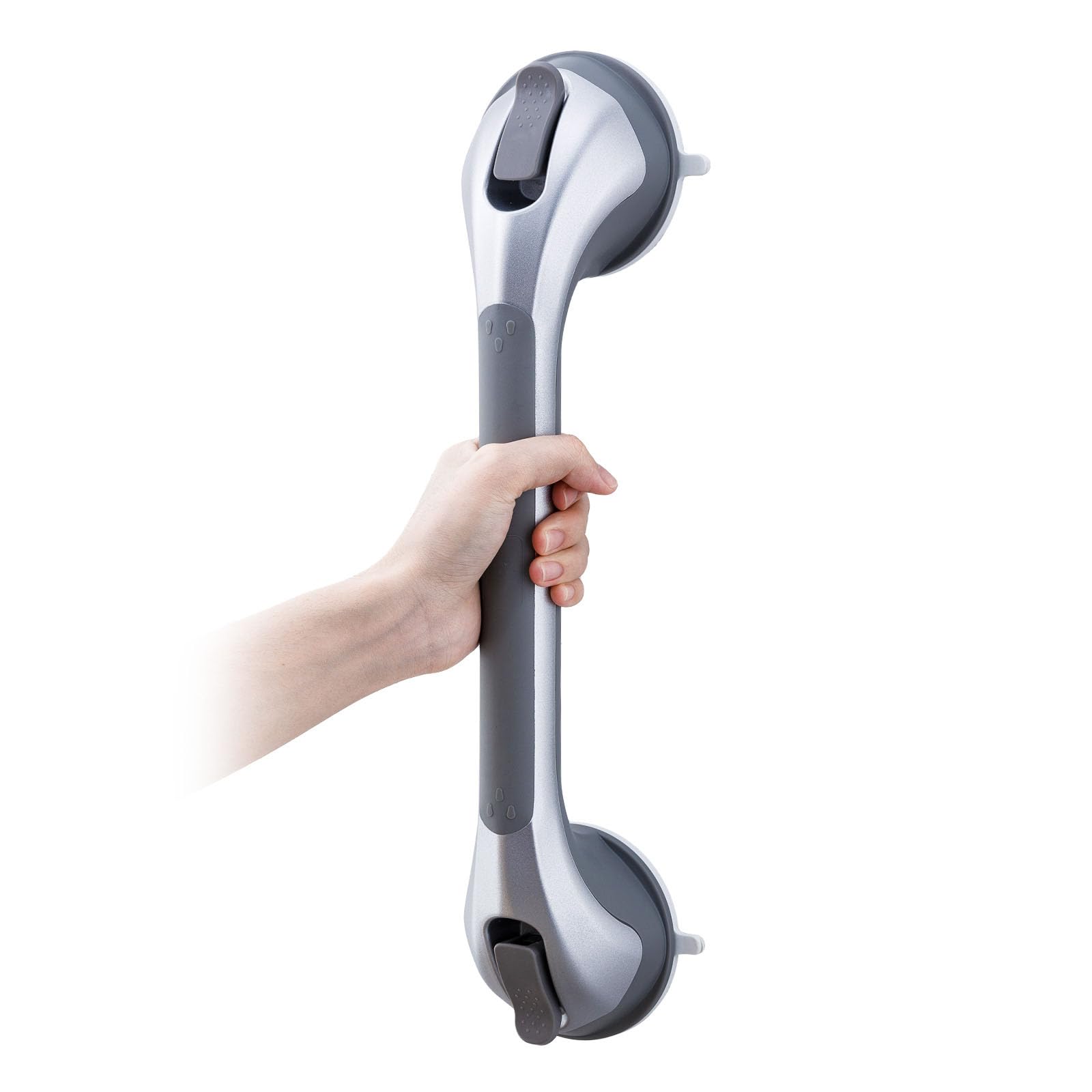 TAILI Shower Grab Bar 16 Inch Suction Cup Grab Bars, Removable Shower Handles for Elderly Suction Heavy Duty Bathtub Grip for Seniors, Strong Handrails No Drilling Waterproof, Silver