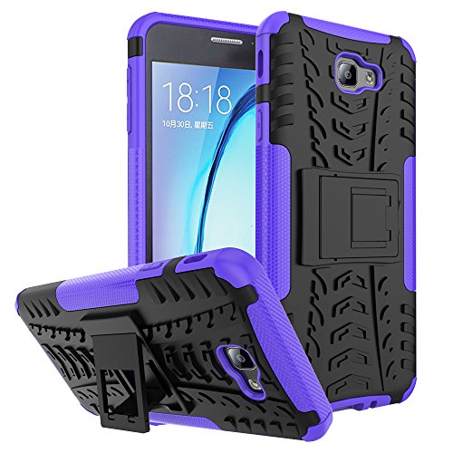Jardire Funda Compatibles Samsung J7 Prime/ON7 2016 - Morado, Robusto y Duradero 2 en 1 Duro PC Funda + Soft TPU Cáscara de Cubierta Protectora de Doble [Vidrio Templado Galaxy J7 Prime/ON7 2016]