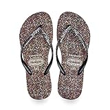 Havaianas Women's Slim Carnaval Flip Flop Sandal, Black, 39/40 Brazil (US Men's 7/8, Women's 9/10) M