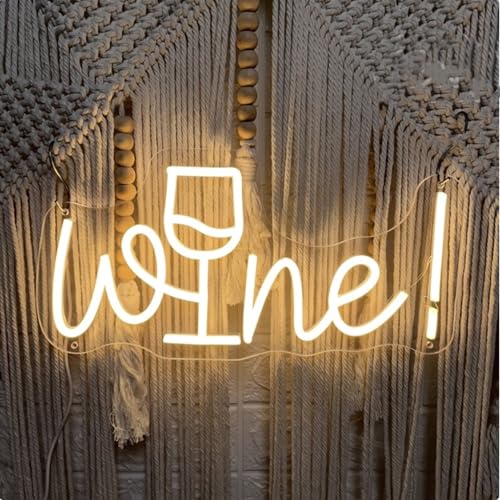 Image of Acrylic Wine Neon Sign for Wall or Window Background Decor,LED Dimmable Bar Neon Decorative Cocktails Light Handmade Art Lamp for Home Pub Wedding Party Bar Studio,Warm White,5V USB Powered