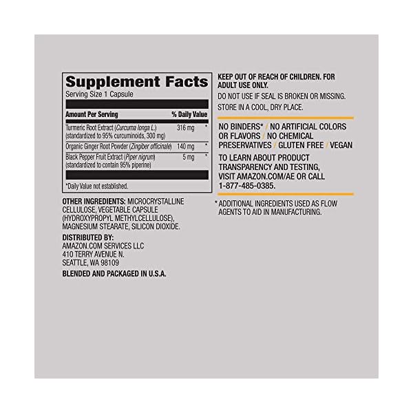 Amazon-Elements-Turmeric-Complex-316-mg-Curcumin-140-mg-Ginger-5-mg-Black-Pepper-Joint-Immune-System-Healthy-Inflammation-Response-65-Capsules-2-month-supply Amazon Elements Turmeric Complex, 316 mg Curcumin, 140 mg Ginger, 5 mg Black Pepper - Joint & Immune System, Healthy Inflammation Response - 65 Capsules (2 month supply)