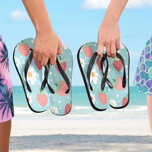 CEBUGI Unisex Flip Flop -Flat Sandal -NonSlip Couple Slippers -Natural Rubber Foam Soles Ultimate Comfort and Durability for Indoor Outdoor|Retro Strawberry4