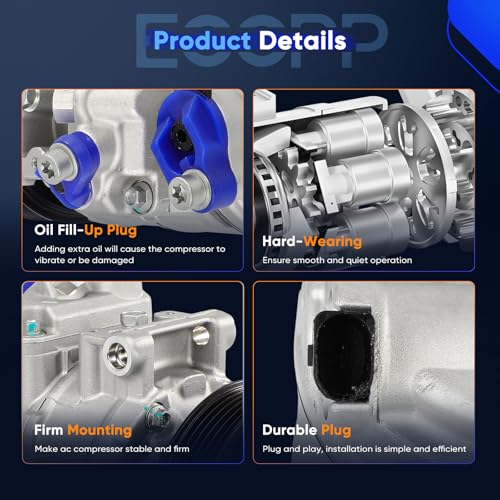 Image of ECCPP AC Compressor Fit for Volkswagen Tiguan for Golf for Beetle 2009-2017 | 2008-2013 Fit for Audi A3 1.4L Fast Cooling AC Compressor with Clutch