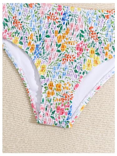 SOLY HUX Girl's Floral Print Bikini Set Spaghetti Strap Smocked Bathing Suit Two Piece Swimsuit4