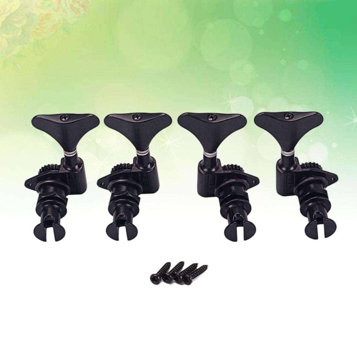 Gc117 2l 2r Meccaniche Chiuse per Ukulele Nere in Metallo | Stile Vintage, 4 Ferrules e 4 Viti Incluse, Ricambio per Piroli Usurati o Rotti