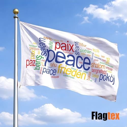 Bandera grande con palabras de paz de tela para jardin pancarta decorativa resistente al viento 2