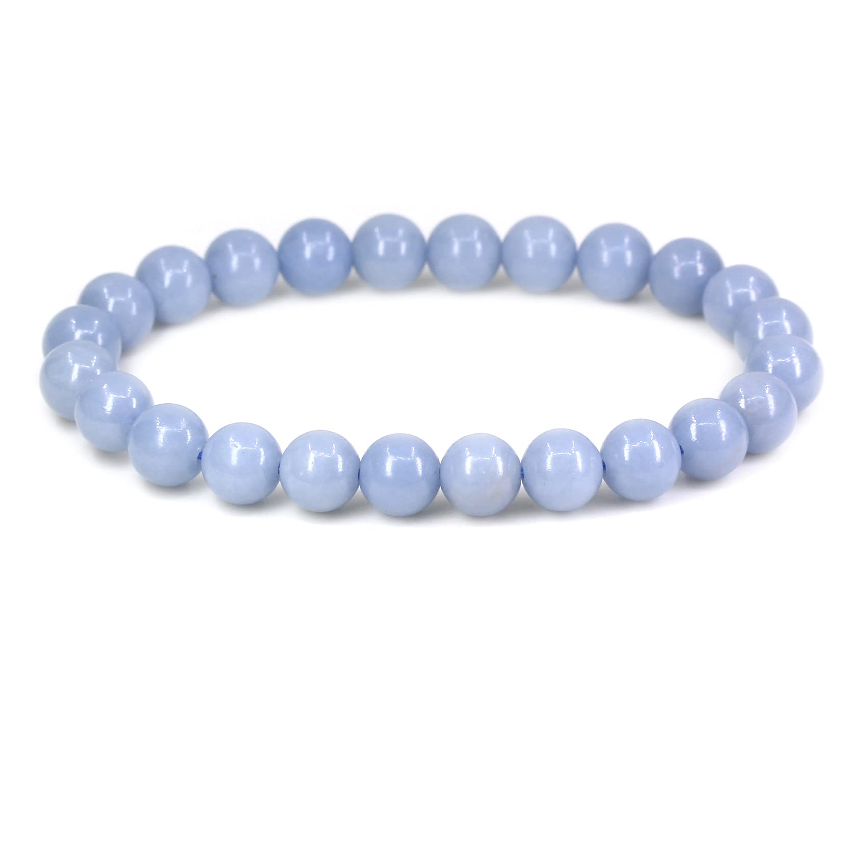 Keleny Gem Semi Precious Gemstones 8mm Natural Quartzite Stone Round Beads Crystal Stretch Bracelets 7 Inch Unisex