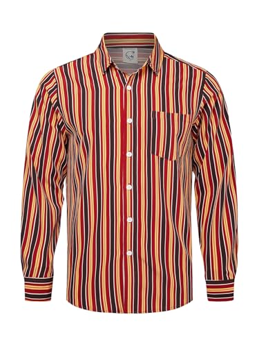 Amazon.com: Hardaddy Men's Classic Color Contrast Striped Shirt Long Sleeve  Casual Button Down Shirts Blouse Red 01 M : Clothing, Shoes & Jewelry