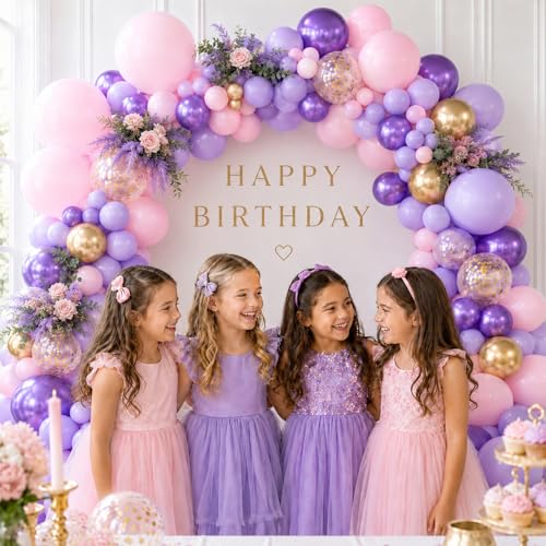 Image of Pink and Purple Balloons 50 Pcs 12 Inch