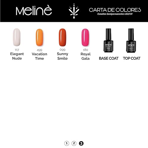 Miniatura 7 de Meliné Esmalte de uñas de gel UVLED, negro, semipermanente para uso profesional, no necesita imprimacióncapa final, más de 30 colores, cobertura