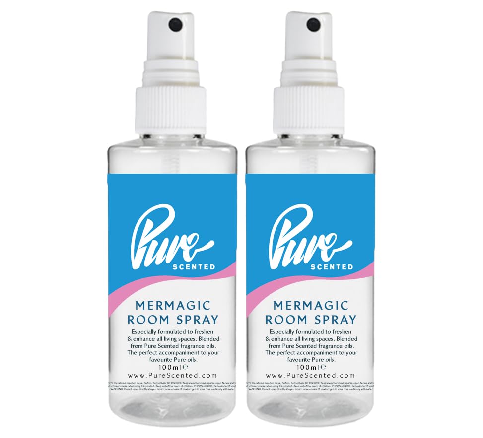 "Pure Scented 200ml Room & Fabric Sprays 2 x 100ml Suitable For Home, Car, Caravan, Work, Gym Bags, Odour Eliminators (2 x 100ml, Mermagic)" โ image 1