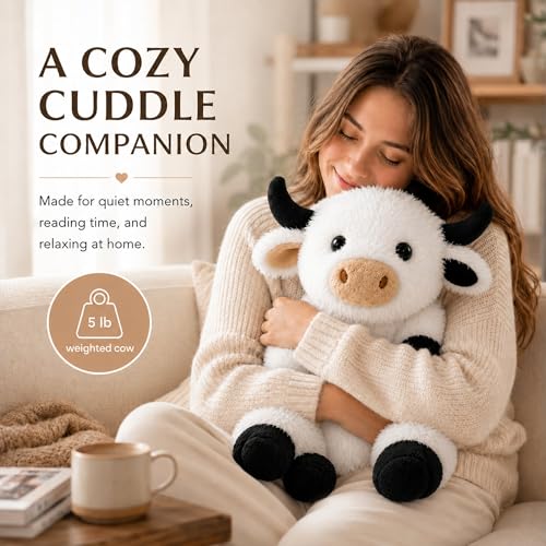 Image of JDF 5lbs Highland Cow Weighted Stuffed Animals, 16in Giant Highland Cow Gift Plush Toy, Adorable Stuffed Animal Adults & Kids Highland Cattle Plushie Pillow Decor