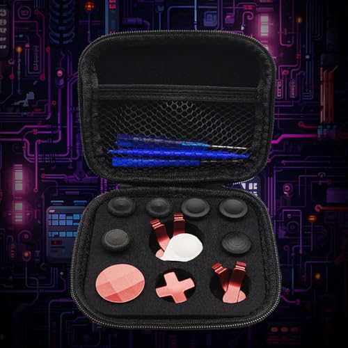 Image of 17 in 1 Red Thumbsticks Replacements Accessories Kit Compatible with Xbox One Elite Series 2 Controller, Red Metal Thumbsticks with 6 Swap Joysticks, 2 D-Pads, 3 Screwdrivers, 4 Paddles, 1 Tool and 1 Bag