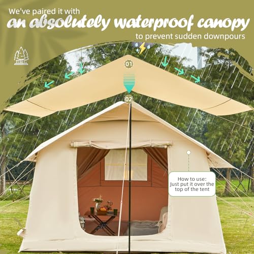 Carpa inflable familiar EROMMY para camping, 8-10 personas, con dos habitaciones miniatura 3