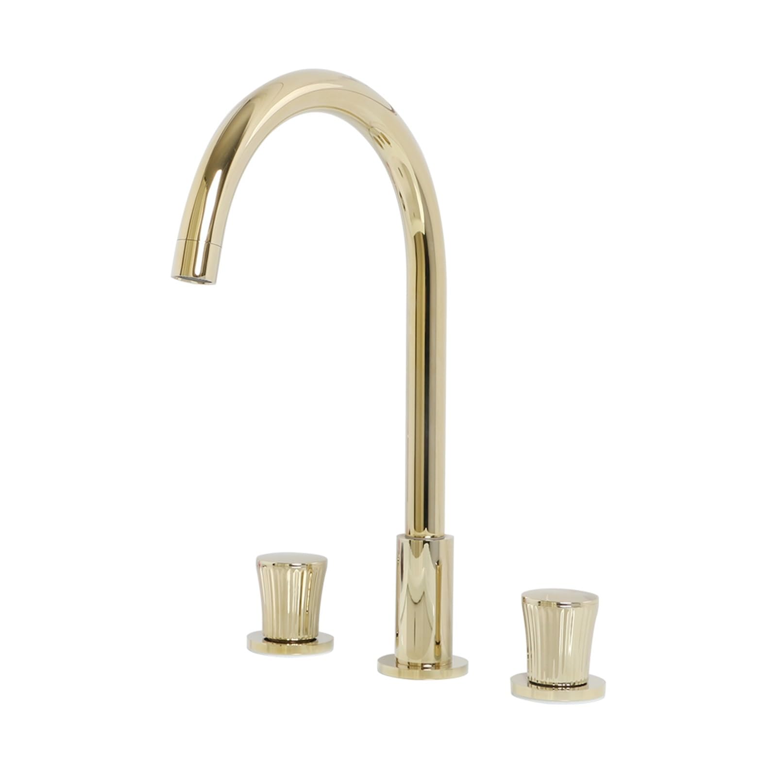 Lmysxaoz Polished Gold-2 Kitchen Sink Faucet, Deck Mounted Three Holes Double Handle Vanity Cold And Hot Mixer Bathroom Faucet In Polished Gold(Polished Gold-2)