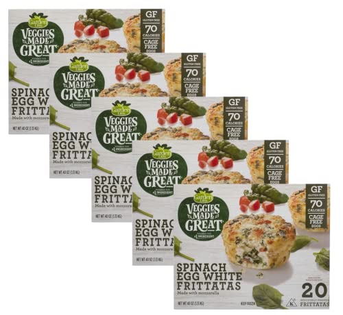 Garden Lites Spinach & Egg Frittatas - Gluten Free - 70 Calories - Cage Free Eggs - Made With Mozzarella - 5 Pack (20Ct. 40 Oz Eah) - Ready Set Gourmet Donate A Meal Program #TOP7