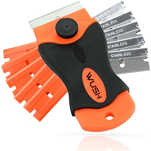 Profi Ceranfeldschaber - mit 12 Edelstahl & Kunststoffklingen – Glasschaber | Ceranfeld Kratzer | Universal Schaber für Kochfeld und Backofen|