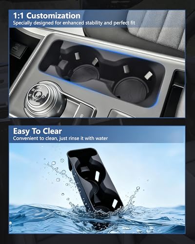 Image of Cup Holder Inserts for Ford Explorer 2020-2024 Accessories, Non-Slip TPE Center Console Cup Holder Protector Organizer for Explorer Interior Accessories