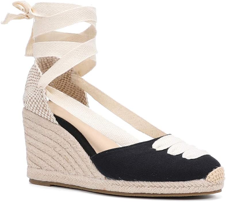 Women’s Platform Wedges Espadrilles, 3" Wedge, Soft Ankle-Tie Strap, Closed Toe, Classic Summer Sandals - Image 5