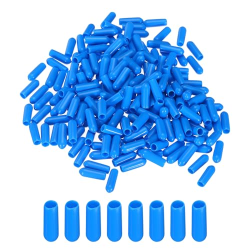 Image of MECCANIXITY 200pcs 4mm Rubber End Caps Cover PVC Vinyl Screw Thread Protector Round Wire Shelf Caps for Screw Bolt Pipe Fence Post, Light Blue