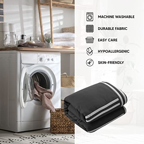 Chic Home Zarah 10 Comforter Complete Bag Pieced Color Block Banding Bedding With Sheet Set And Decorative Pillows Shams Included, King, Navy #TOP3