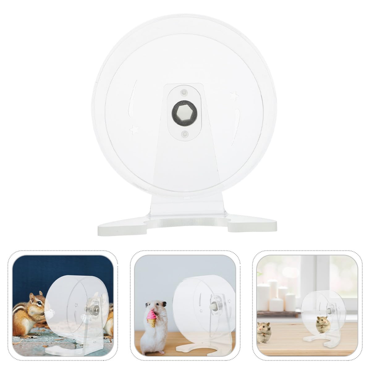 Rueda para Hámster Silenciosa con Soporte Rueda de Ejercicio Transparente para Roedores Pequeños Instalación Fácil Duradera y Versátil para Jaulas Pequeñas