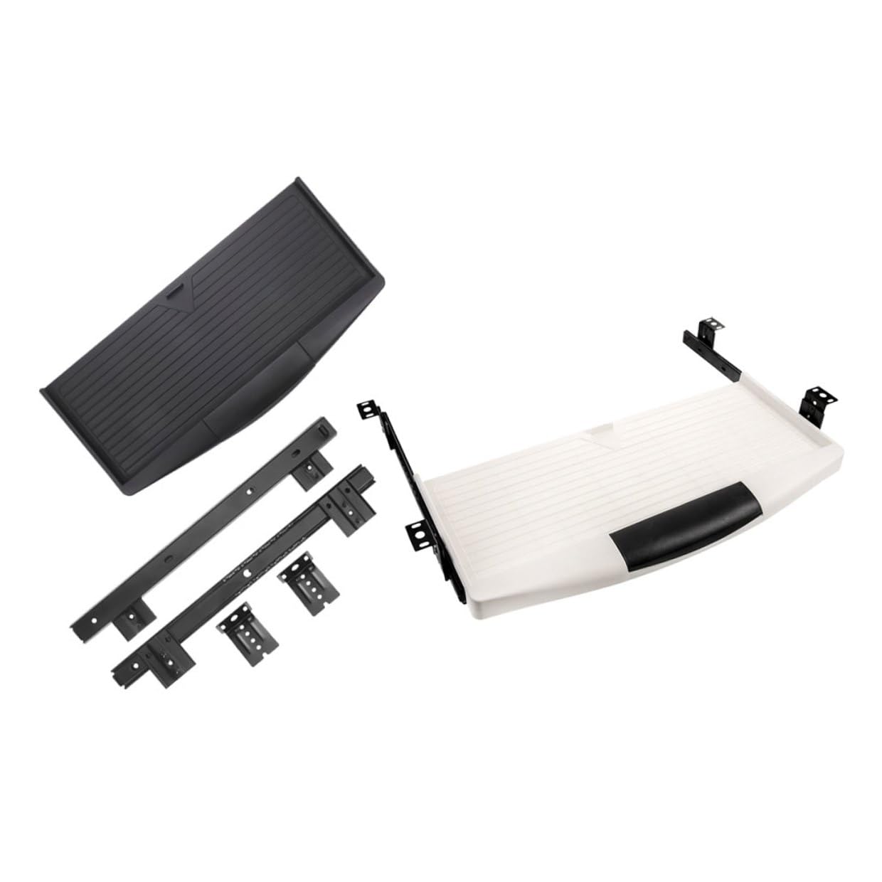 Zerodeko Bandeja para Teclado y Ratón Ajustable con Rieles Deslizantes de Alta Resistencia, Soporte Ergonómico para Escritorio de Oficina, Set 2 Piezas (Blanco y Negro) con Portalápices