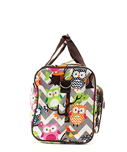 Owl Chevron Stripe Canvas Duffel Weekender Bag3