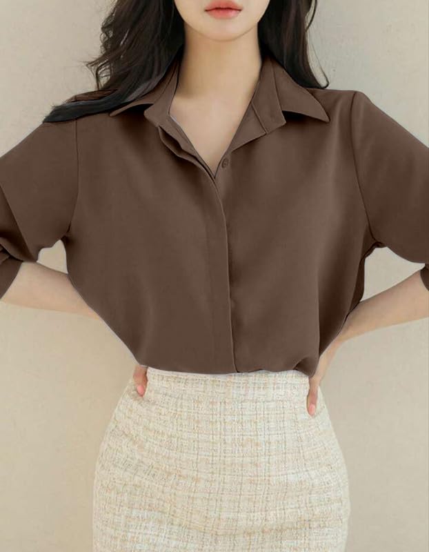 Image of Women's Regular Fit Korean Style Shirts | Stylish Western Shirt with Concealed Placket | Casual & Office Wear Shirt for Women