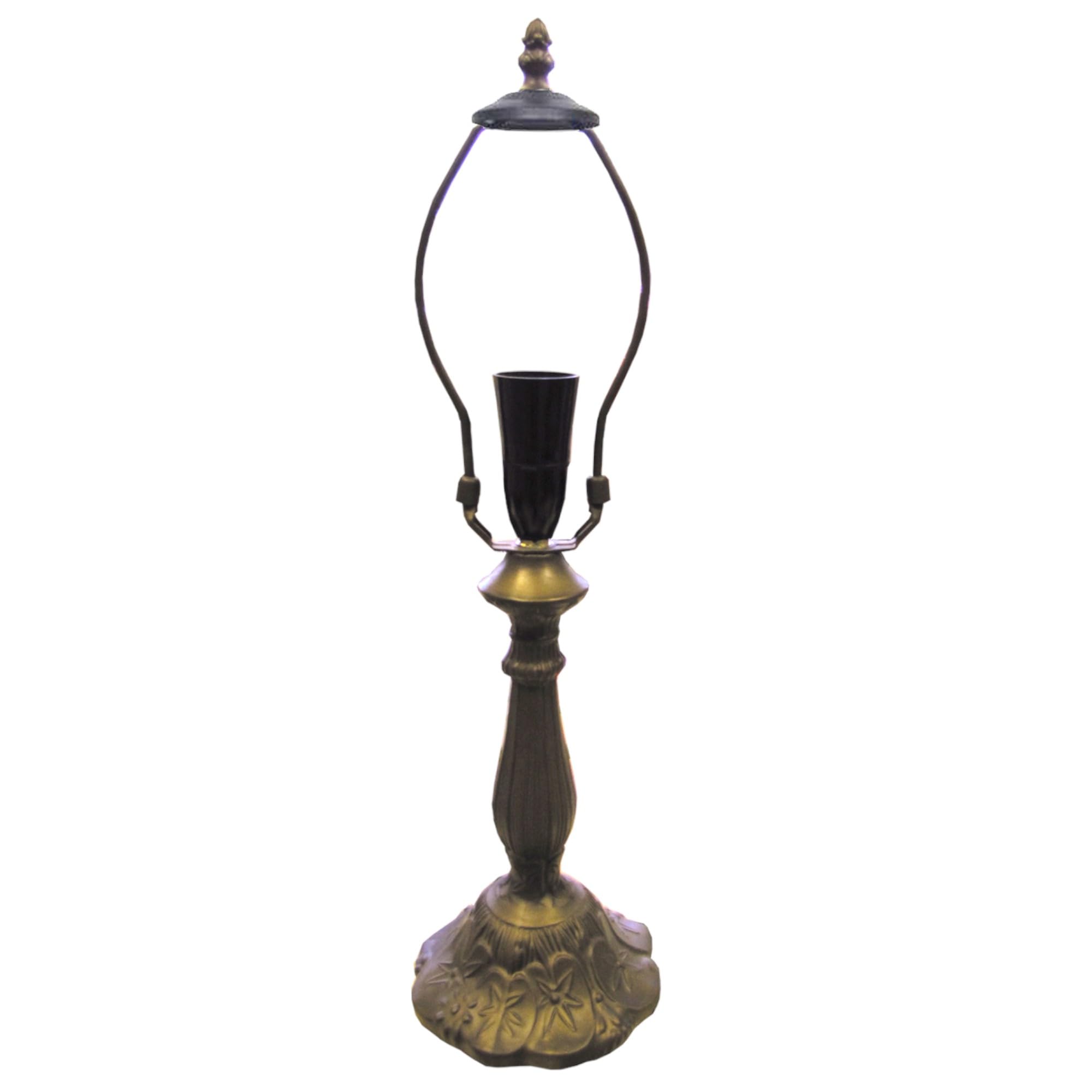 Loxton Lighting Table Lamp Base and Harp with UK Plug, Antique Brass Finish, Height 49cm, 30cm Dia Tiffany Shade Compatible, (L305) — image 1
