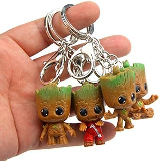 AHOAO Groot Keychain, 4Pcs Guardians of the Galaxy Groot Baby Key Rings, Best Gift for Friends and Family