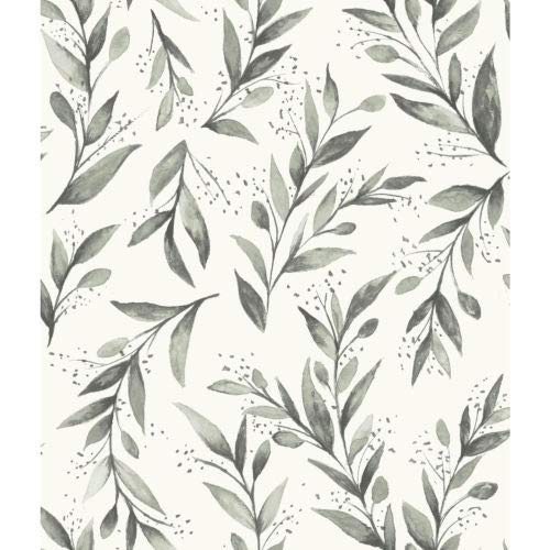 York Wallcoverings Magnolia Home Olive Branch Charcoal Peel and Stick Wallpaper