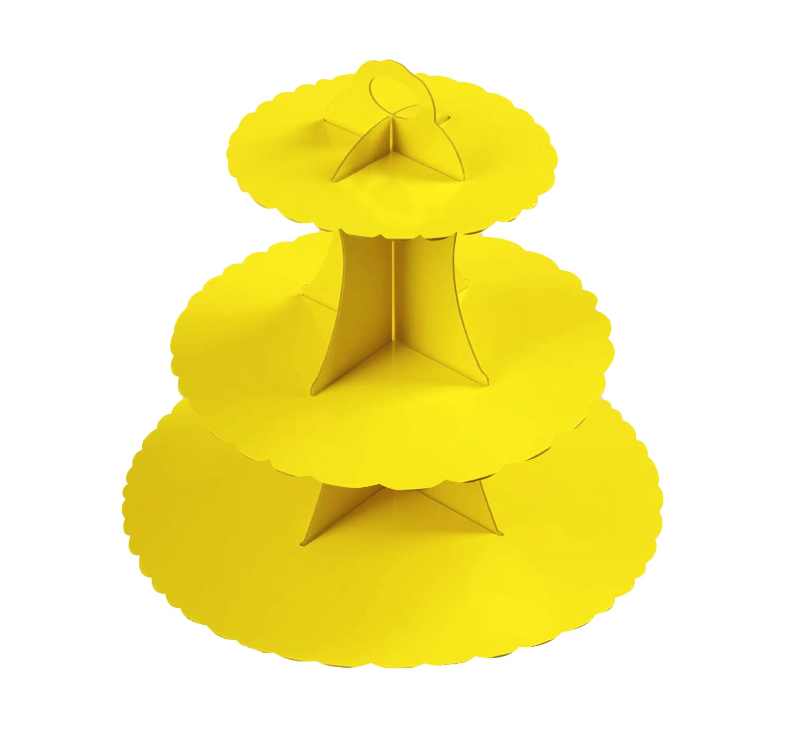 AEX 3 Tier Cake Stands For Afternoon Tea, Cupcake Stand Cardboard, Round Dessert Tower For Party [Yellow]