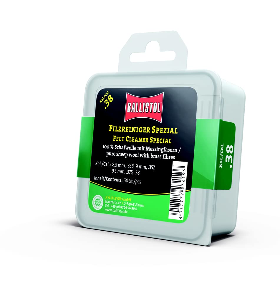 Ballistol Unisex – środek do czyszczenia filcu dla dorosłych 23219, neutralny, kaliber .38/9 mm - 60 sztuk