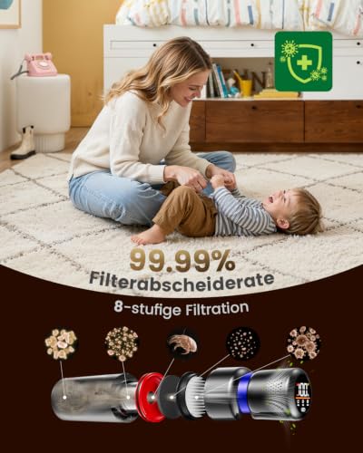 Akku Staubsauger Kabellos 650W 55KPa, 75Min Laufzeit, Selbststehend Akkustaubsauger… – Ansicht 3