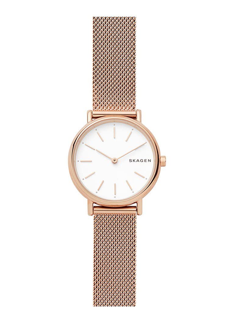 Skagen Montre pour femmes Signatur Lille, mouvement à deux aiguilles, boîtier en acier inoxydable or rose de 30 mm avec bracelet en maille d'acier inoxydable, SKW2694