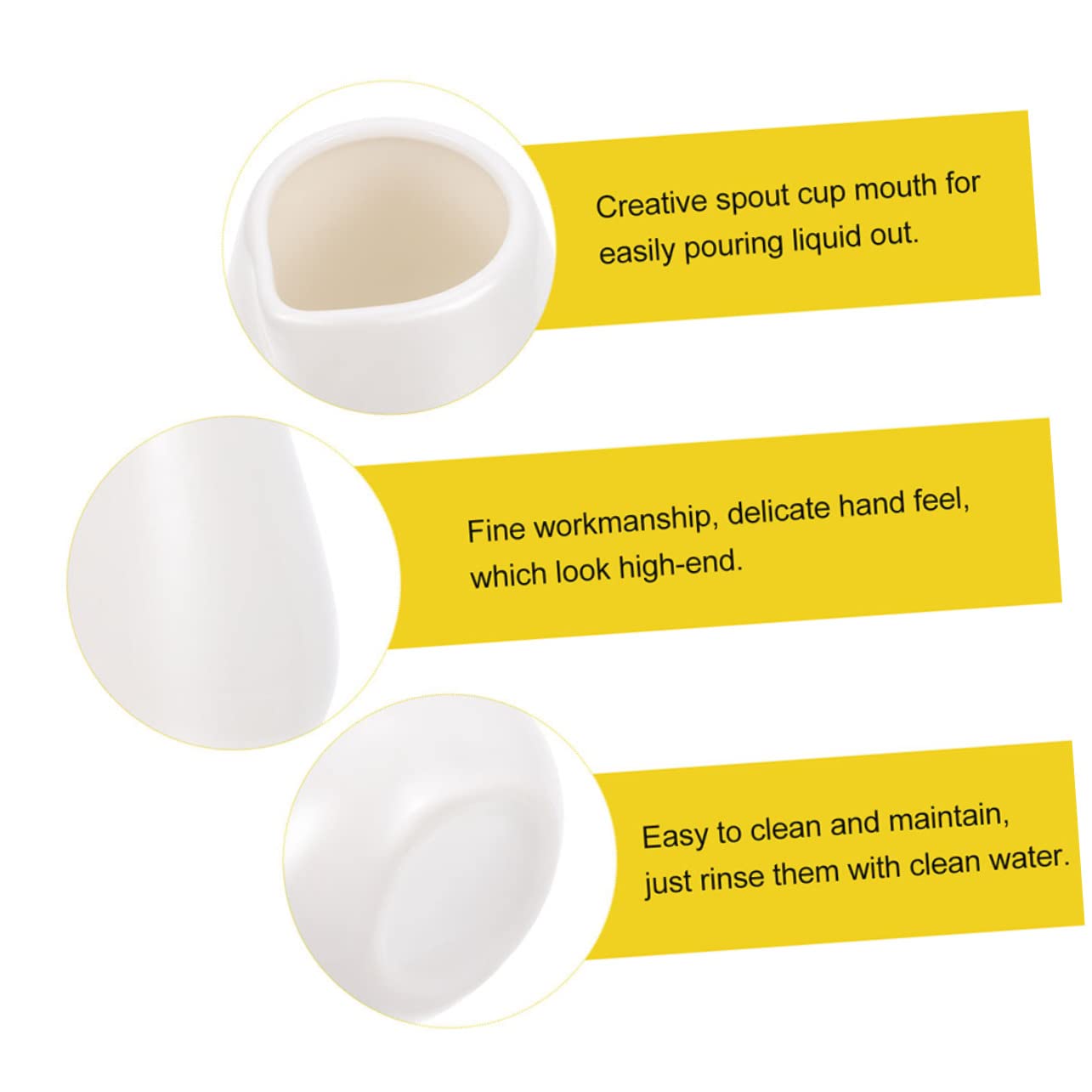 Mikinona 2pcs Ceramic Milk Cup Small Gravy Jug Coffee Creamers Soy Sauce Container Coffee Sugar Cups Milk Boat White Dinnerware Cream Pitcher Pourer White Coffee Sauce Containers Ceramics