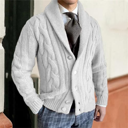 Generic Mens Autumn Winter Warm Sweater Cardigan Knitted Long Sleeve Breasted Collar Jacket Coat Casual Knitwear3