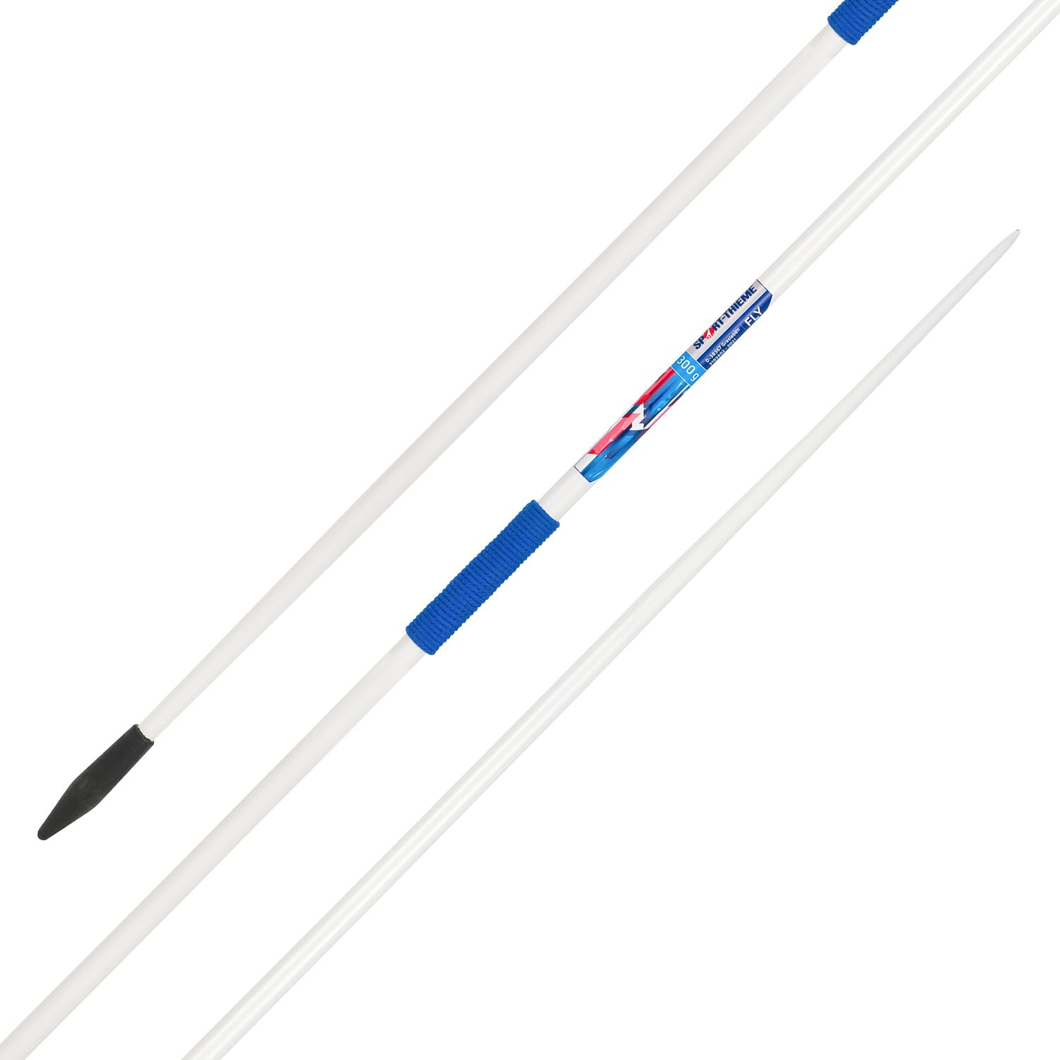 Sport-Thieme Trainingsspeer Fly | Gummispitze für Hartplatz Kunstrasen EIS | Verschiedene Größen | Blau | Baumwollkordelgriff Aluminium Schaft | Für Werfen Stoßen Training Outdoor