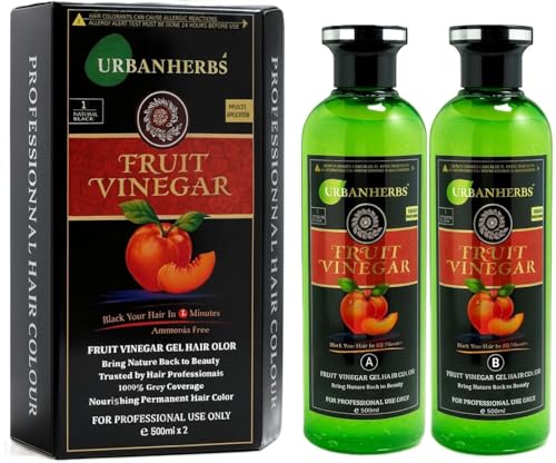 FRUIT VINEGAR Ammonia Free 10 Minutes Hair Color Colour Gel A + B 500 ML Each Black/Natural Black