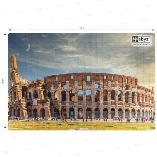 Image of ABYZ Wooden Jigsaw Puzzle - Colosseum, Rome, Italy Playset for Fun Educational & Little Explorers, 500-Pieces with Multicolor | Birthday Gift for (7 Plus Years) Age Kids.